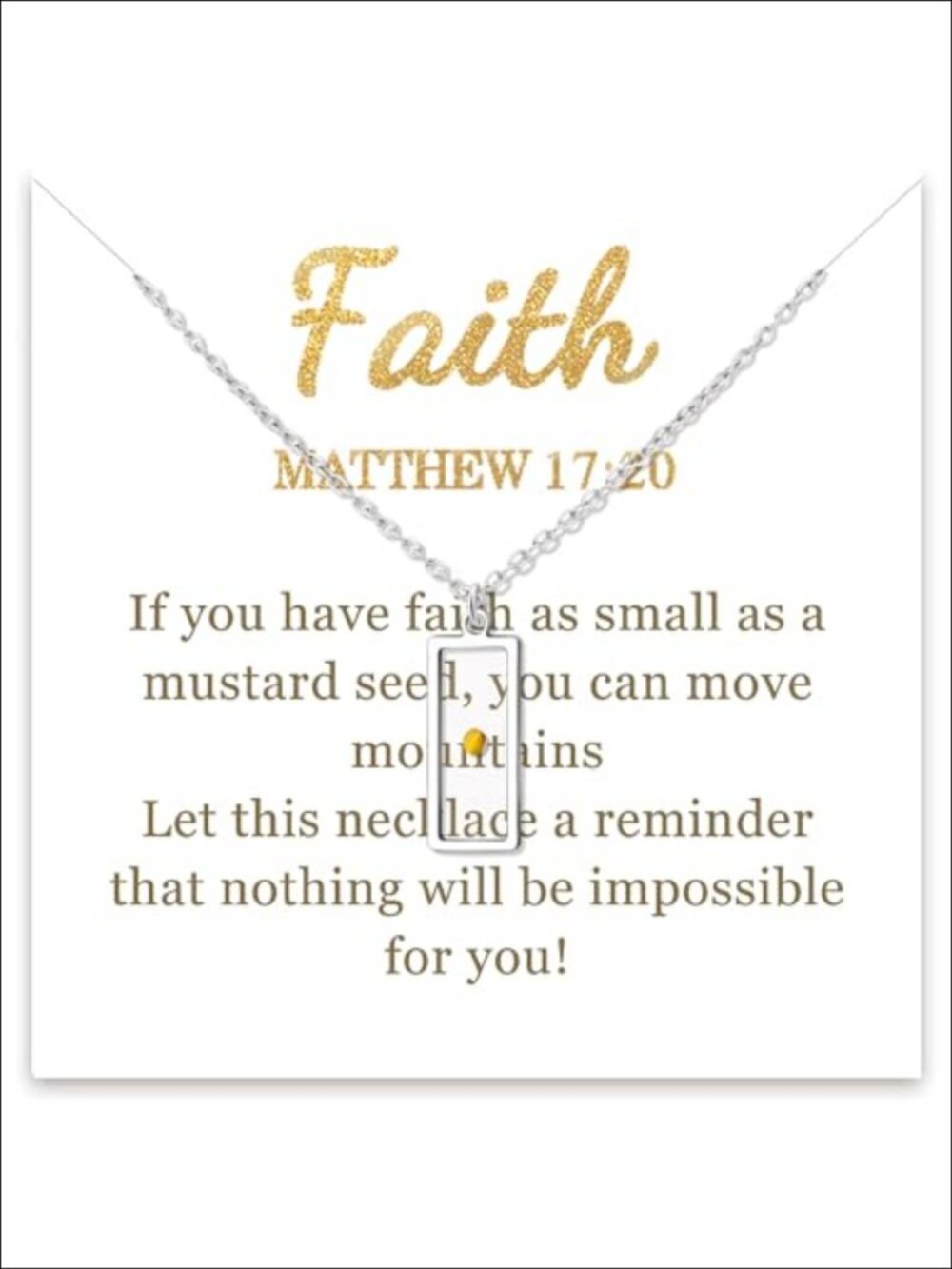 Mustard Seed Pendant Necklace Christian Gift Adjustable Faith Jewelry